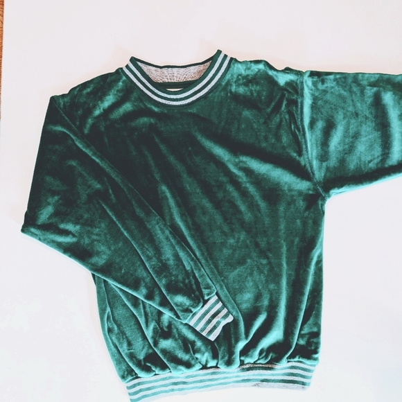 VINTAGE Velour Green 70s/ 80s NWT - Picture 1 of 10